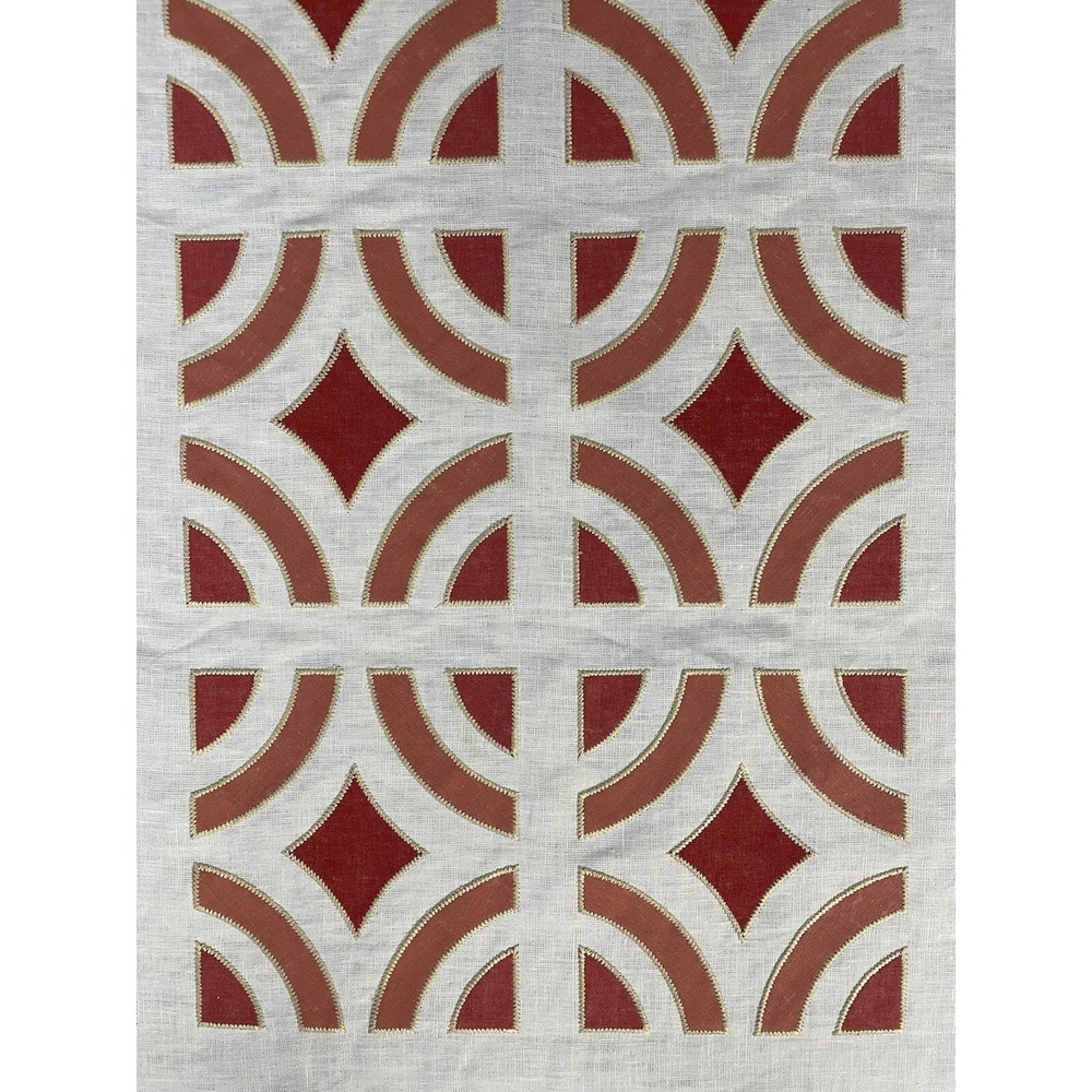 Travers Zimmer Rohde‎ Linen Carson Tile 396 Peach Pink Upholstery Fabric 4yd